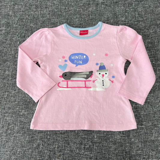 Girls 18-24 Month  Pink "Winter Fun" Long Sleeved Top