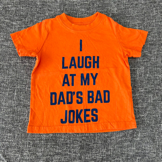 Boys 9-12 Month Orange "I laugh at my Dad's bad jokes" T-shirt