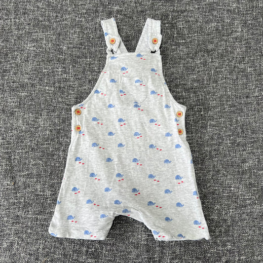 Boys 6-9 Month Grey Summer Dungarees With Whale Print