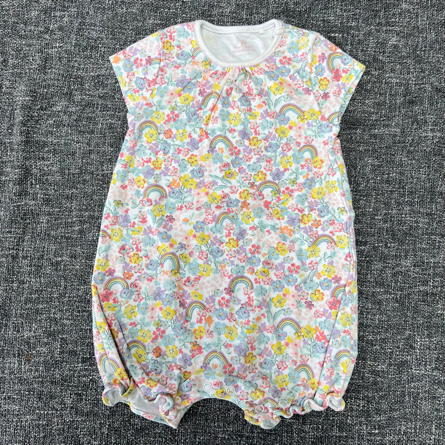 Girls 6-9 Month Multi-coloured Flower & Rainbow Print Summer Romper