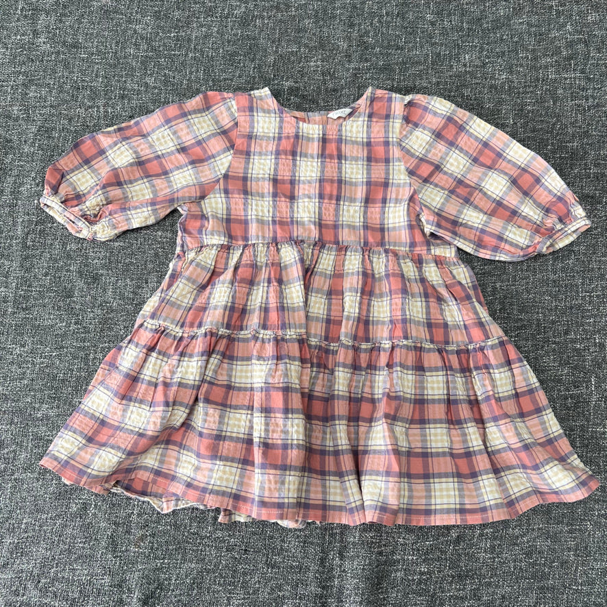 Girls 18-24 Month Pink, Purple & Beige Checked Summer Dress