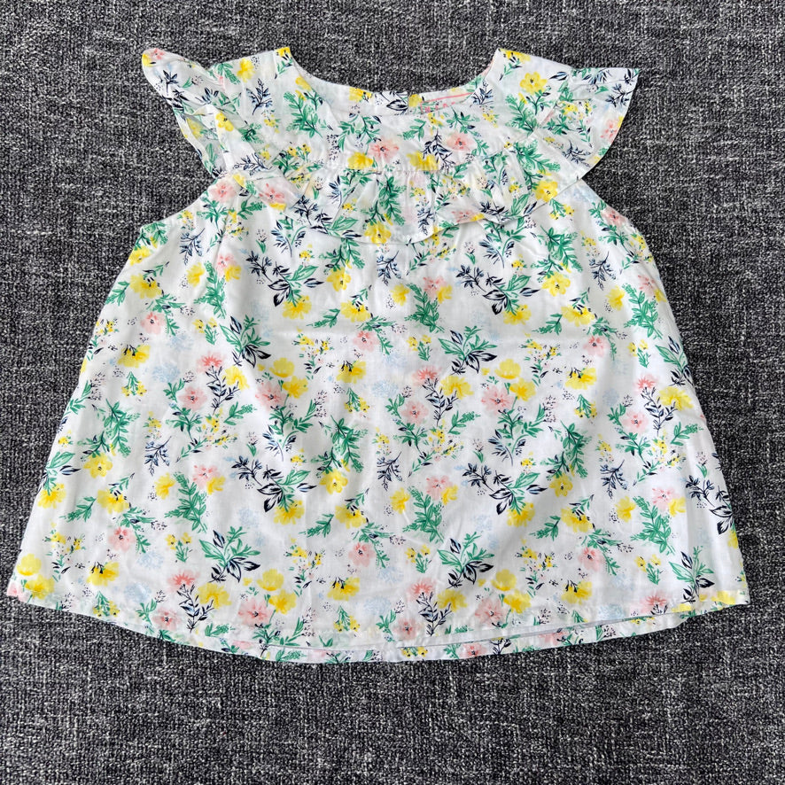 Girls 12-18 Month White Floral Print Summer Top