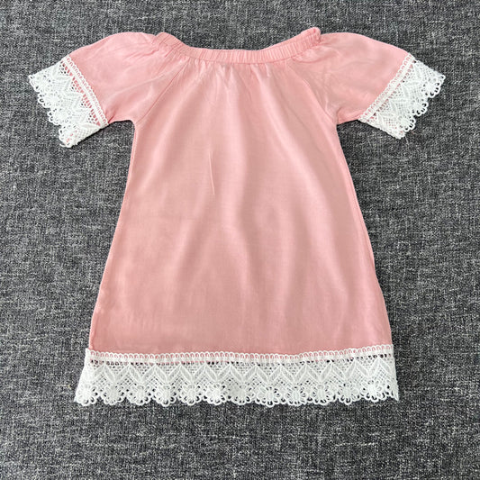 Girls 18-24 Month Pink Summer Dress With White Lace Trim