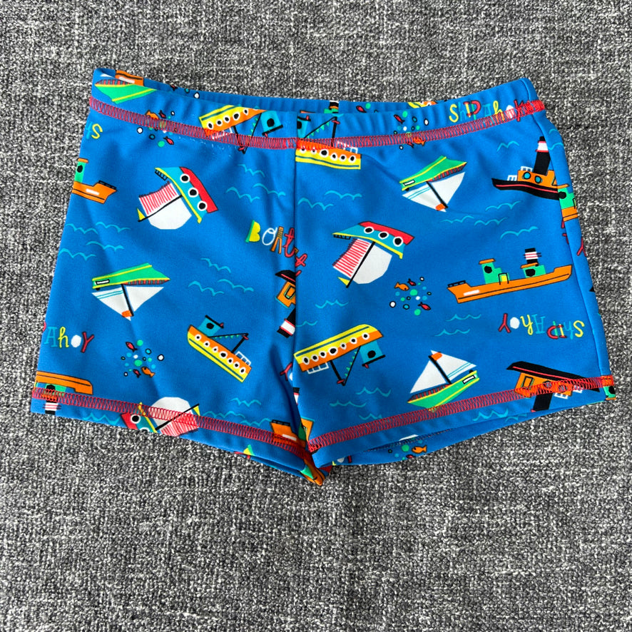 Boys 3-4 Year Blue Sail Boat Print Swim Shorts