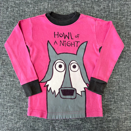 Girls 18-24 Month Pink "Howl Of The Night" Long Sleeved PJ Top