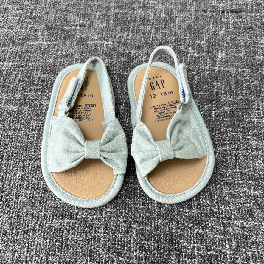 Girls 12-18 Month Light Blue Summer Pram Shoes