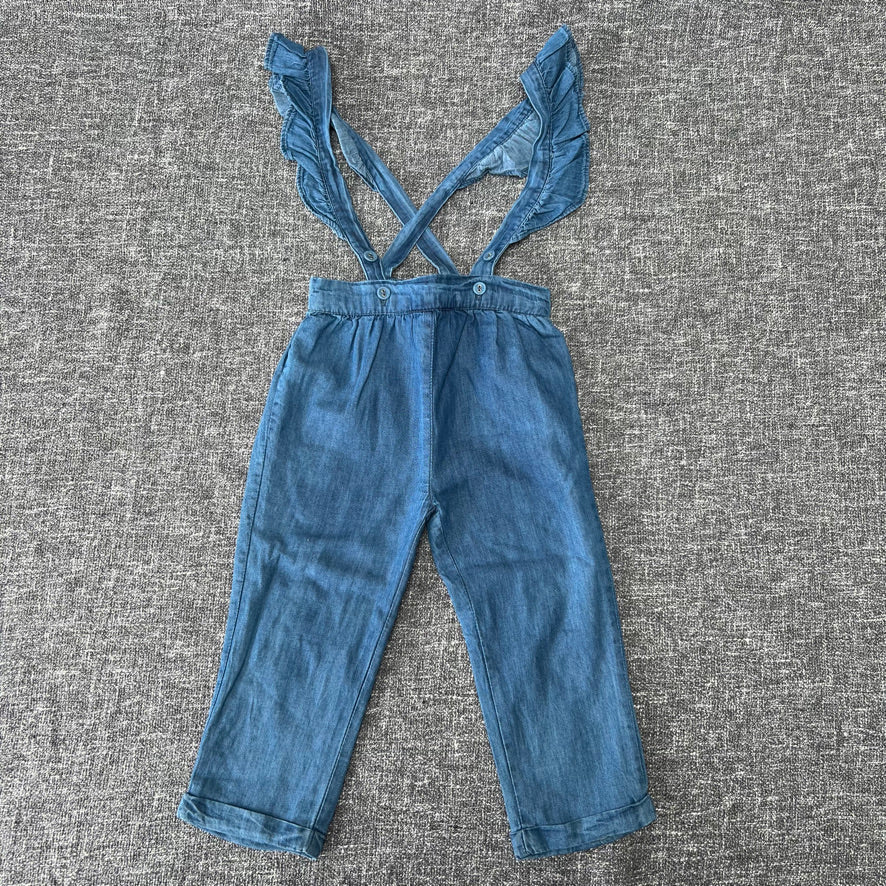 Girls 12-18 Month Blue Dungarees Style Trousers