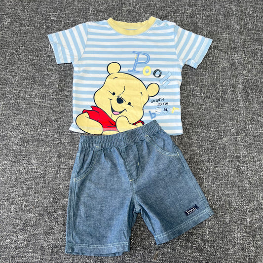 Boys 6-9 Month Blue & White  "Winnie The Pooh" T-shirt & Shorts Outfit