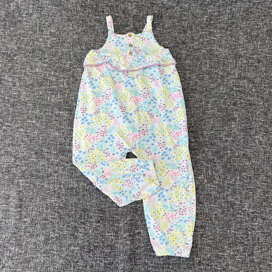 Girls 2-3 Year Multi-coloured Pastel Floral Print Summer Jumpsuit