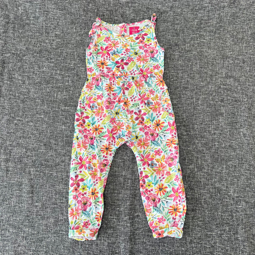 Girls 2-3 Year Multi-coloured Floral Print Summer Jumpsuit