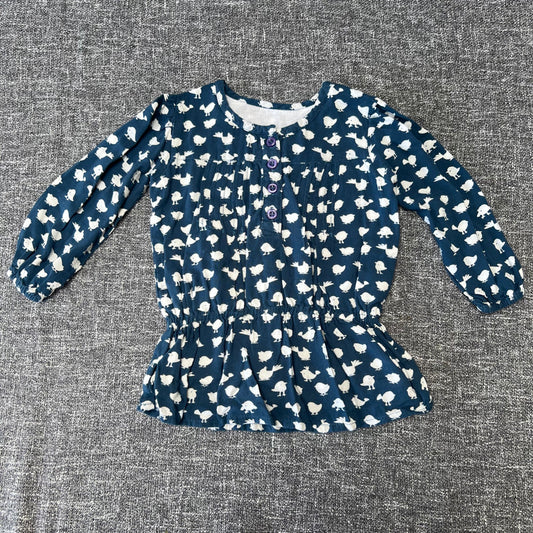 Girls 12-18 Month Blue Long Sleeved Top With Bird Print