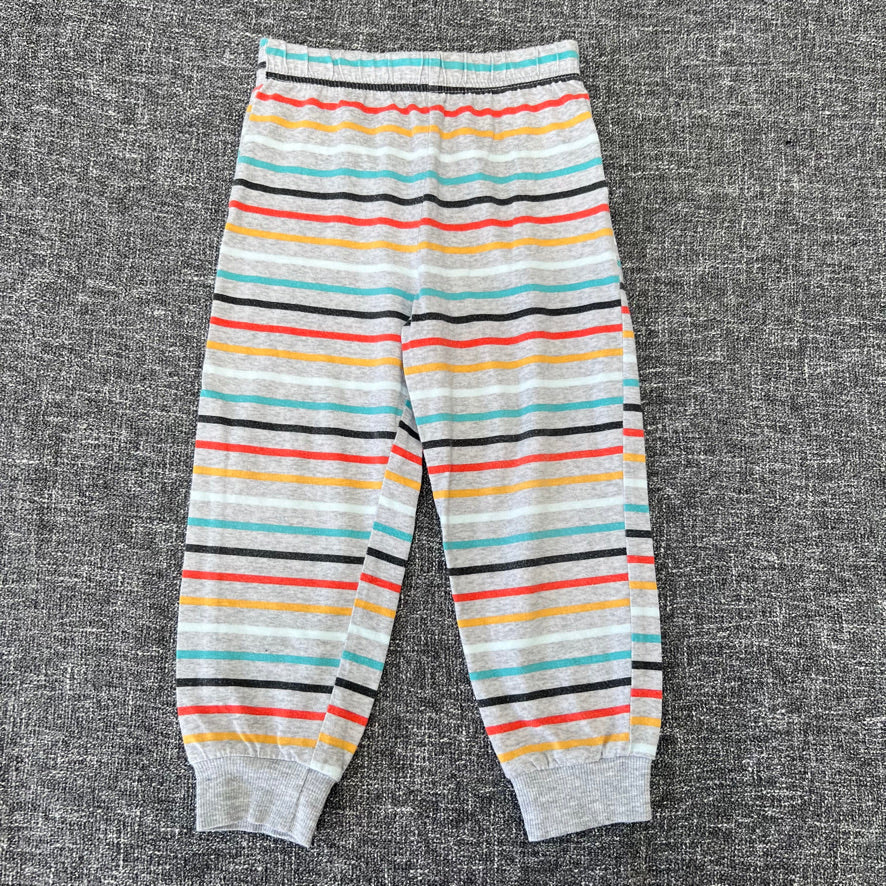 Boys 2-3 Year Grey & Multicoloured Striped Pj Bottoms