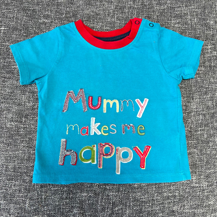 Boys 6-9 Month Blue "Mummy Makes Me Happy" T-shirt