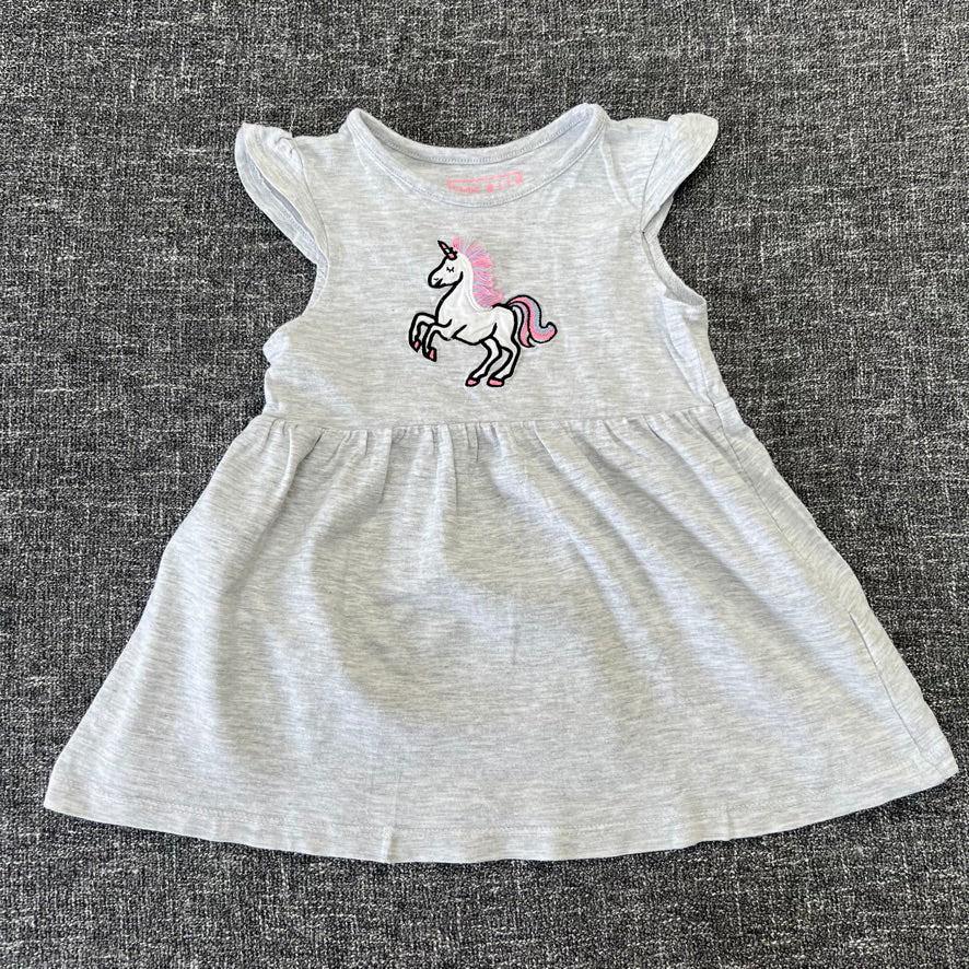 Girls 9-12 Month Grey Unicorn Jersey Summer Dress