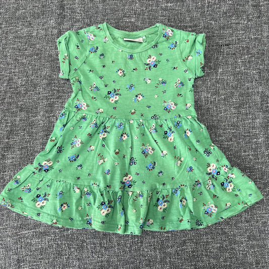 Girls 9-12 Month Green Flower Print Summer Dress