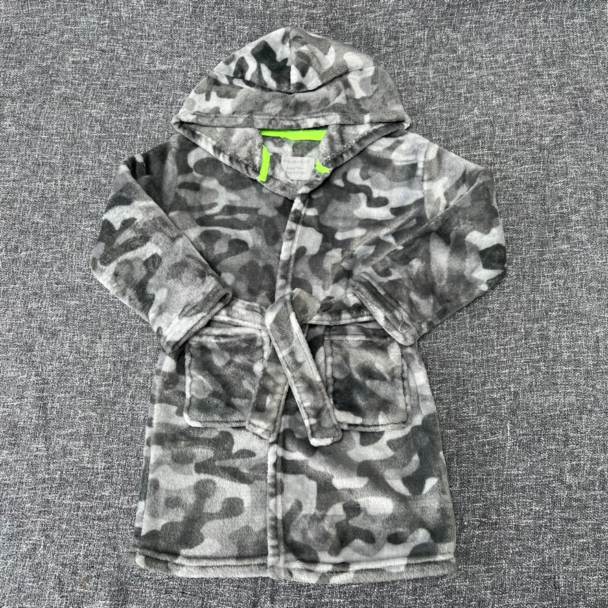 Boys 3-4 Year Grey Camo Print Fleece Dressing Gown