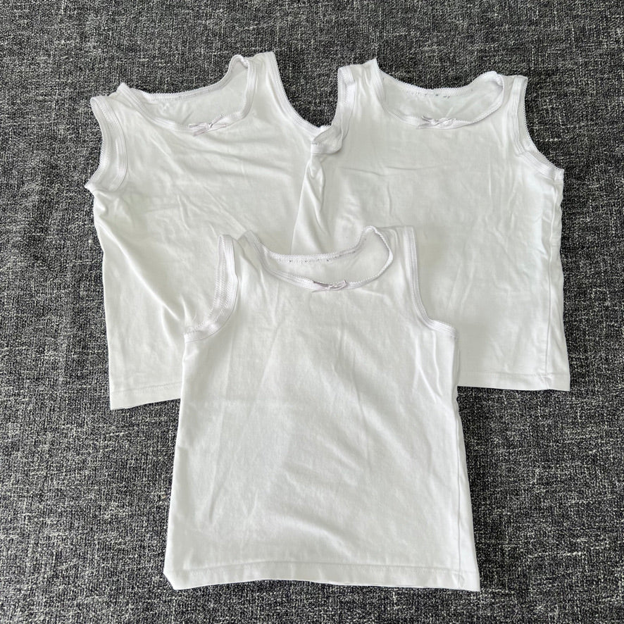 Girls 18-24 Month Plain White Sleeveless Vests 3Pk