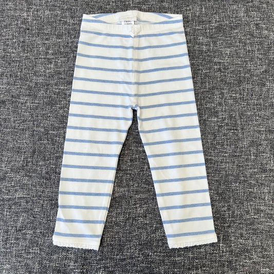 Girls 12-18 Month White & Blue Striped Leggings