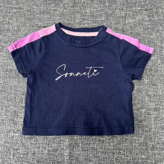 Girls 12-18 Month Blue & Pink Cropped T-shirt "Sonneti"