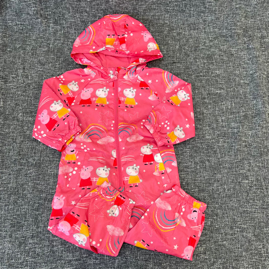 Girls 12-18 Month Pink Peppa Pig Puddle Suit (PIP)