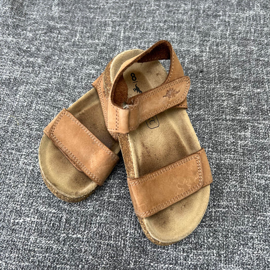 Boys Size 8uk / 25.5eu Brown Leather Cork Bed Sandals