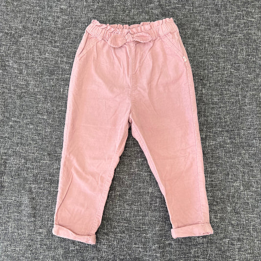 Girls 2-3 Year Pale Pink Cord Trousers.