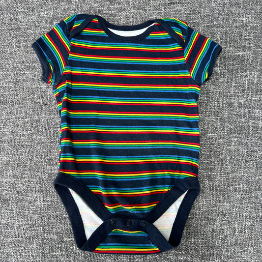 Boys 9-12 Month Multi-coloured Striped Short Sleeved Bodysuit