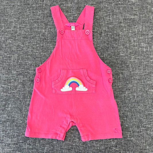 Girls 12-18 Month Pink Summer Dungarees With Embroidered Rainbow