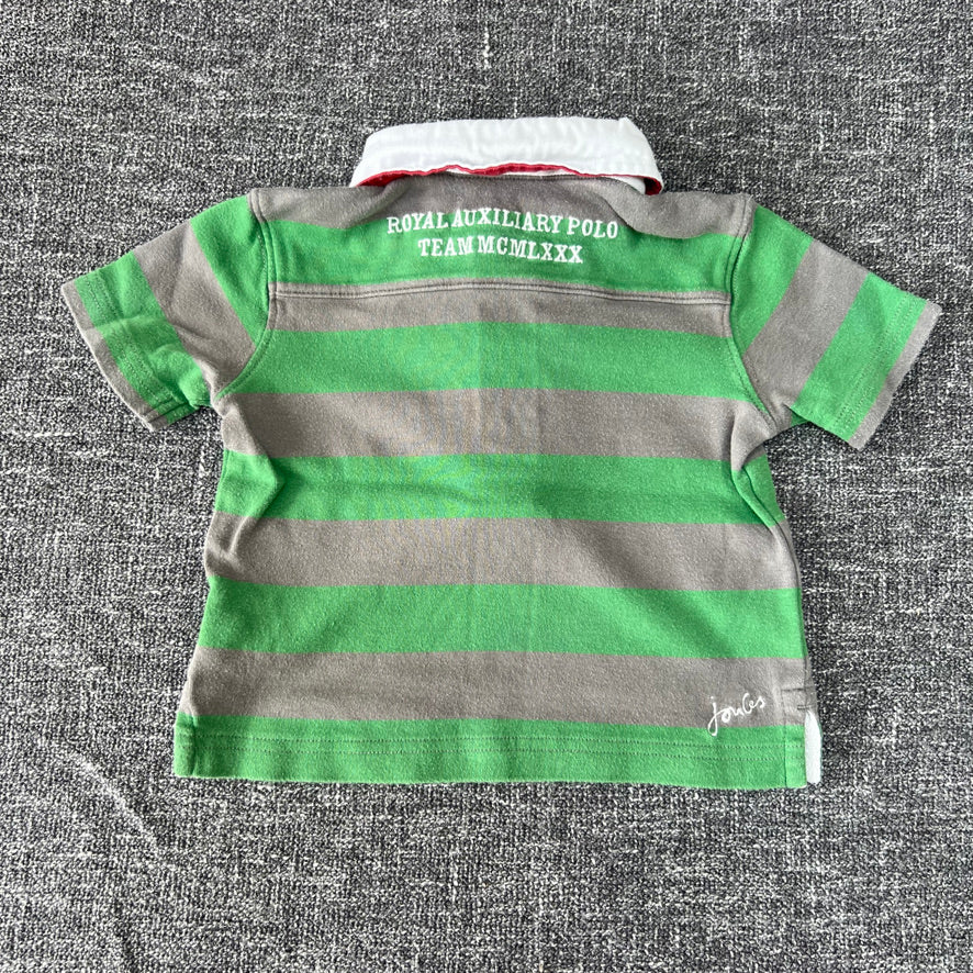 Boys 9-12 Month Green & Grey "Royal Auxiliary Polo Team MCMLXXX" Short Sleeved Polo Top