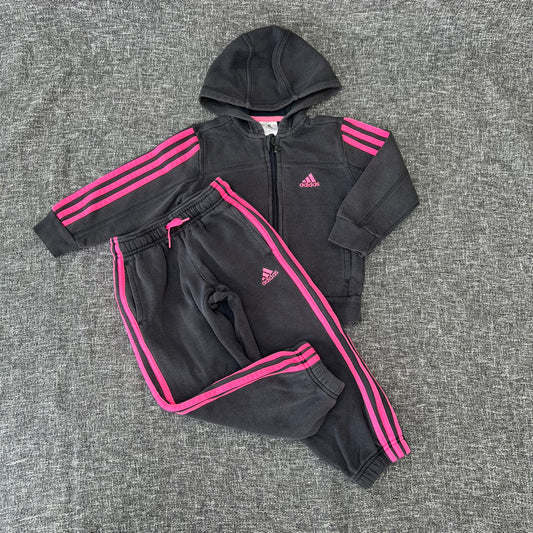 Girls 3-4 Year Grey & Pink "Adidas Jogger Set / Outfit