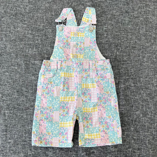 Girls 2-3 Year Multi-coloured Floral Patchwork Print Summer Dungarees