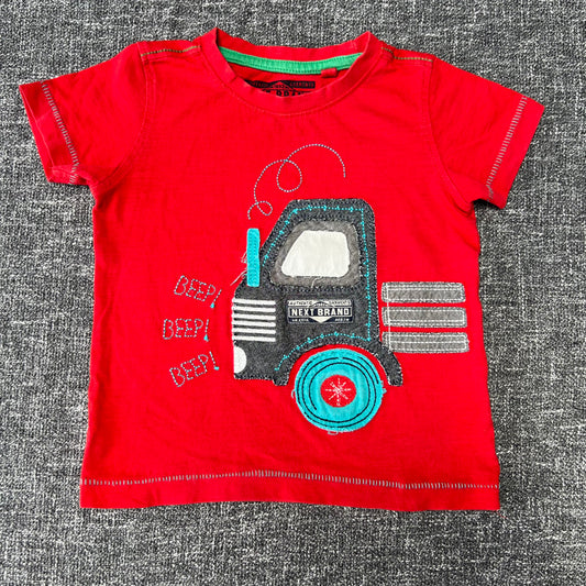 Boys 9-12 Month Red T-shirt With Appliquéd Truck "Beep, Beep, Beep!!!