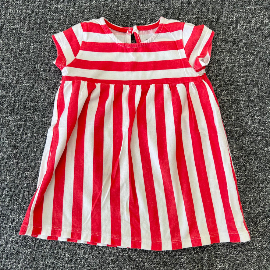 Girls 9-12 Month Red & White Stripped Jersey Summer Dress