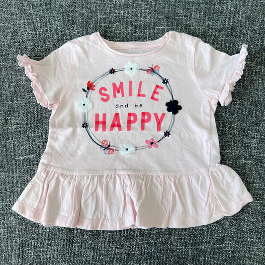 Girls 9-12 Month Pink "Smile And Be Happy" T-shirt