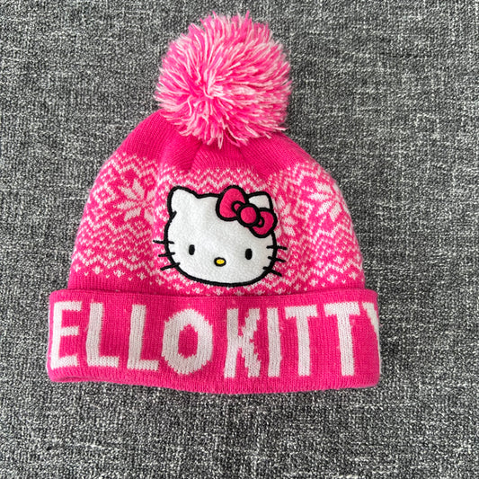 Girls 3-4 Year Pink "Hello Kitty" Winter Hat With Pom Pom