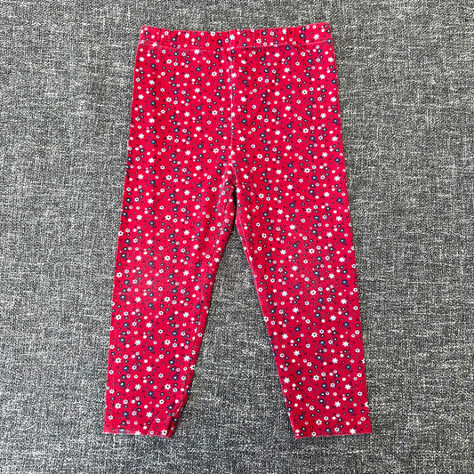 Girls 12-18 Month Red Leggings With Blue Floral Print