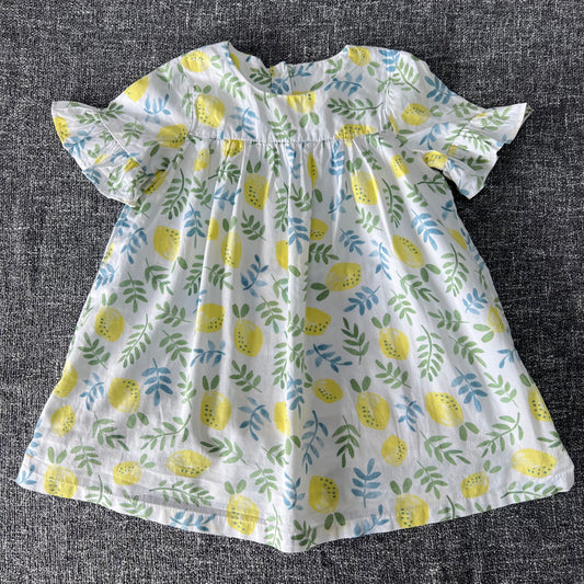 Girls 9-12 Month Lemon Print White Summer Dress