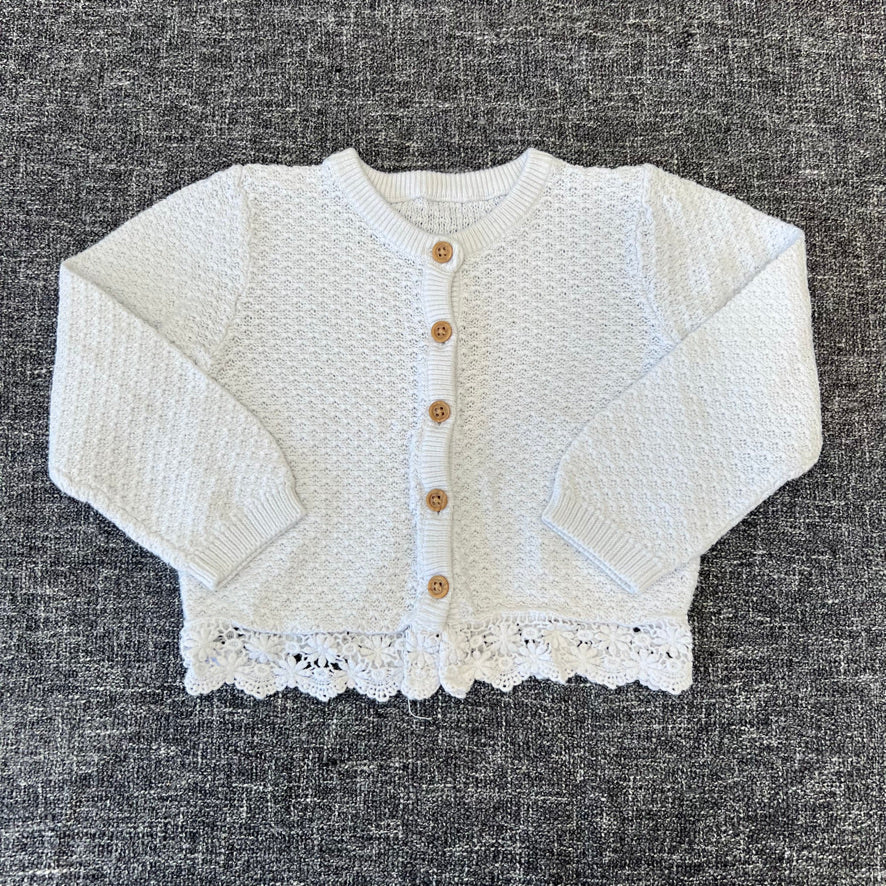 Girls 12-18 Month White Summer Knitted Cardigan