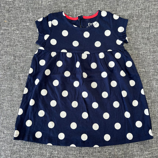 Girls 9-12 Month Navy Blue With White Spot Jersey Summer Dress