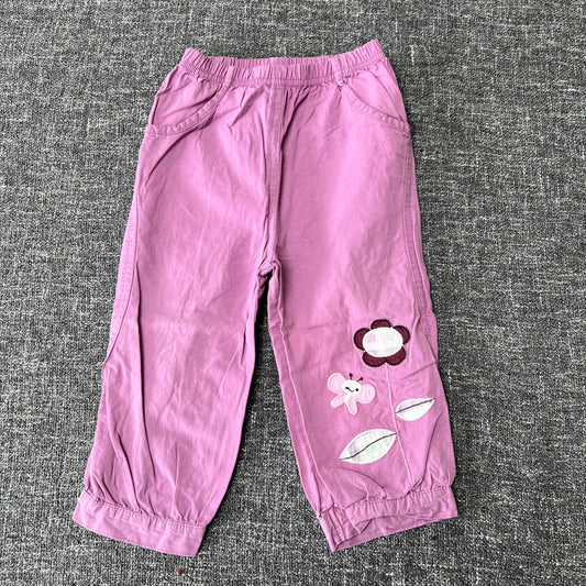 Girls 12-18 Month Light Purple Trousers With Appliqued Flower