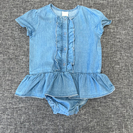 Girls 12-18 Month Blue Denim Style Summer Romper