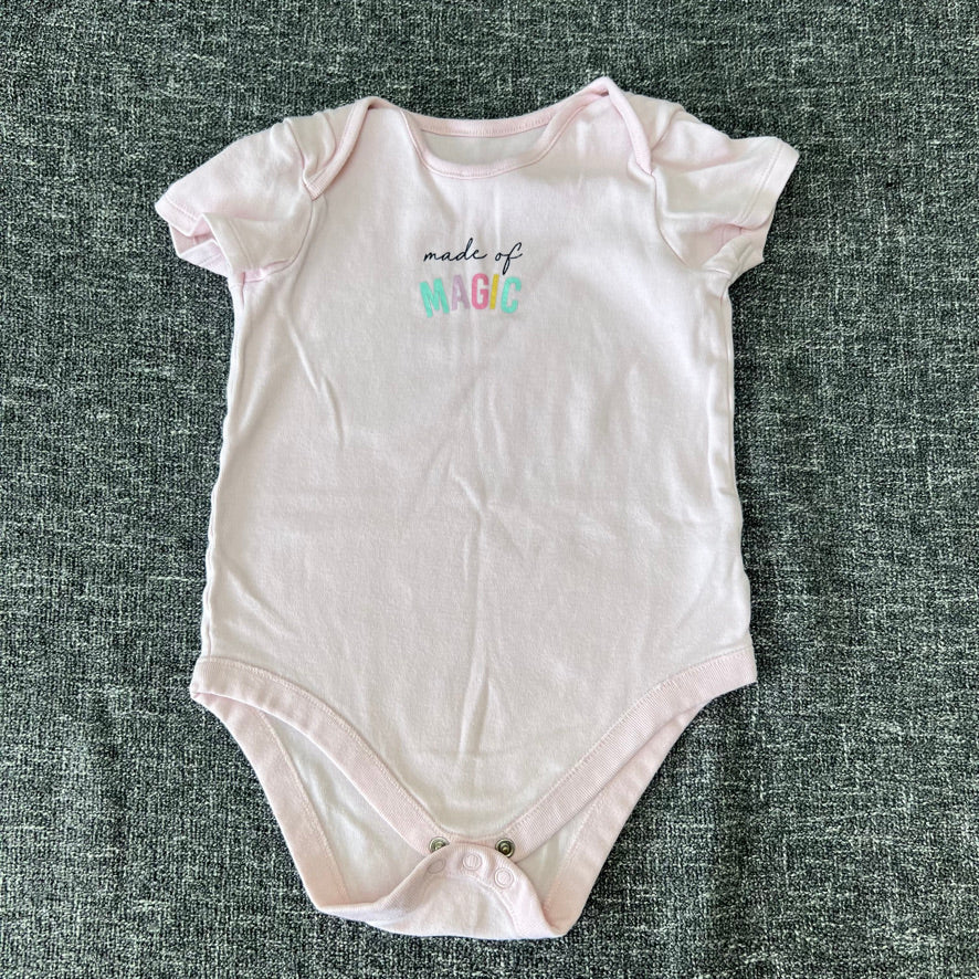 Girls 2-3 Year Pale Pink "Made Of Magic" Short Sleeved Bodysuit