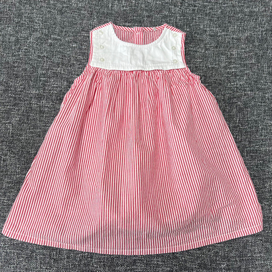 Girls 12-18 Month Red & White Striped summer Bodysuit Dress