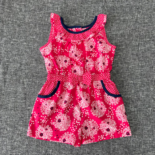 Girls 9-12 Month Pink & White Floral Print Summer Jumpsuit