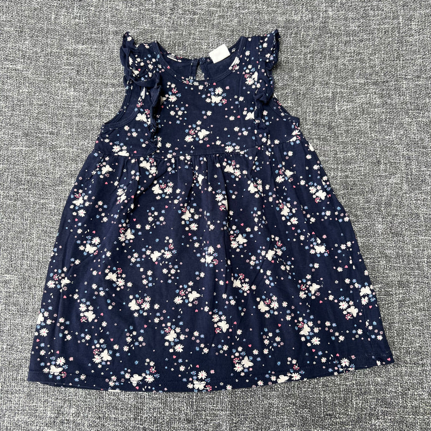 Girls 12-18 Month Blue Summer Dress With Floral Print