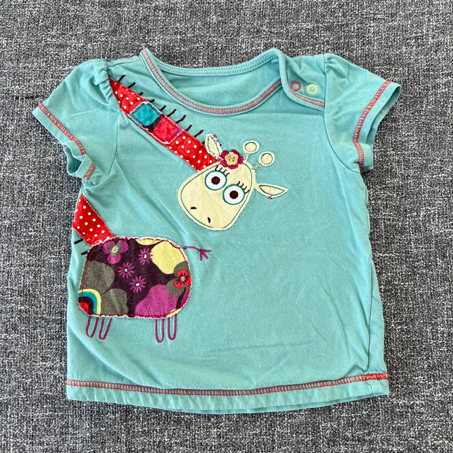 Girls 9-12 Month Green T-shirt With Appliquéd Giraffe