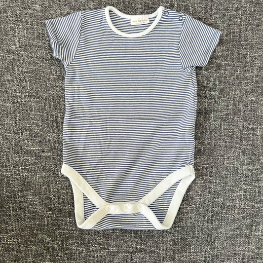 Boys 9-12 Month Blue & White Striped Short Sleeved Bodysuit