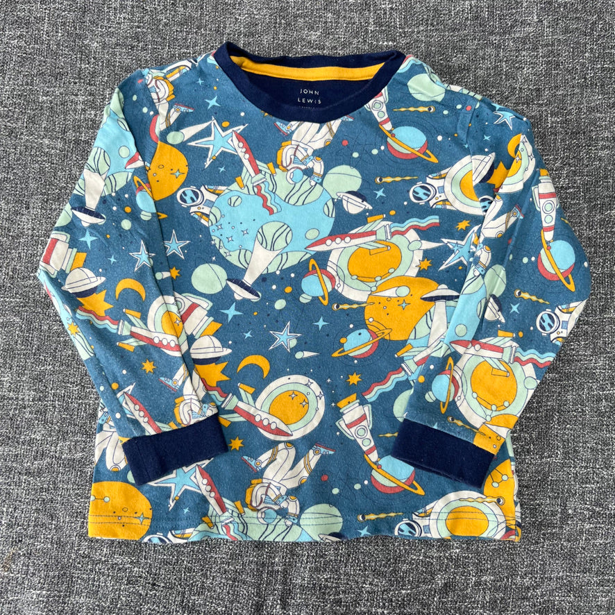 Boys 4-5 Year Space Print Long Sleeved Pj Top