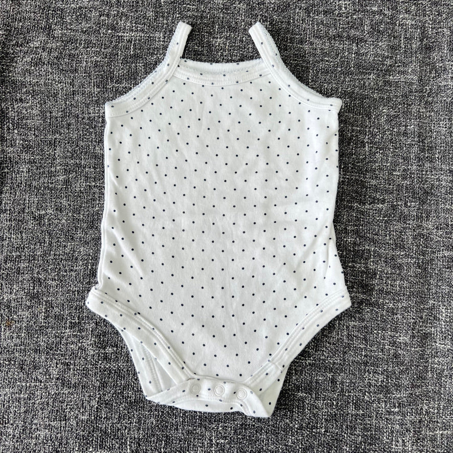 Girls 6-9 Month White Sleeveless Bodysuit With Blue Spots