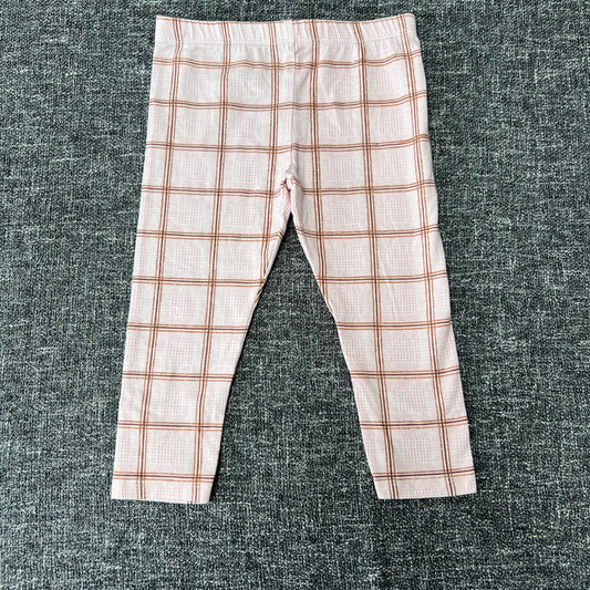 Girls 12-18 Month Pink & Brown Checked Leggings